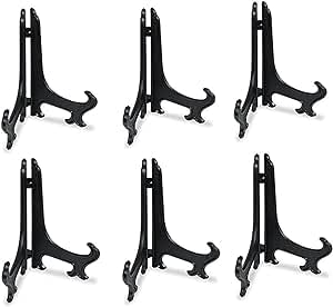 FUIN Display Stand, Black Iron Easel Plate Display Plate Display , Displays Picture Frames, Cookbooks, Decorative Plates, Home Decoration, Tablets , Art 8 Inch(6 pack)