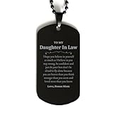 Daughter In Law Black Dog Tag - Inspirational Engraved Pendant for Birthday, Christmas, Graduation - Believe in Yourself, Stay Strong, Be Confident, Braver Than You Think, Loved More Than You Kno