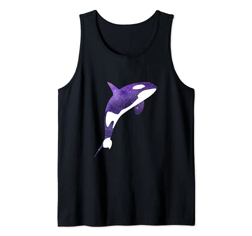 Space Orca Whale The Universe Tank Top, Black