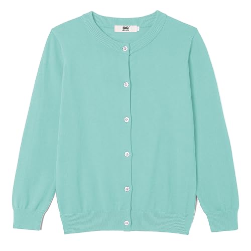 Image of Girls' Cardigan Sweater [Cute Petal Buttons] Cotton Long Sleeve Crewneck Uniform Sweater for 5-14 Years Girls
