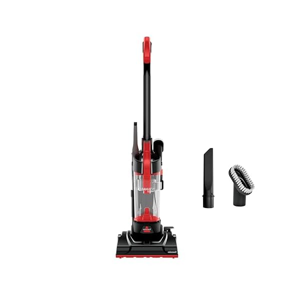BISSELL CleanView Compact Upright Vacuum, Fits In Dorm Rooms & Apartments, Lightweight with Powerful Suction and Removable Extension Wand, 3508, Red,black