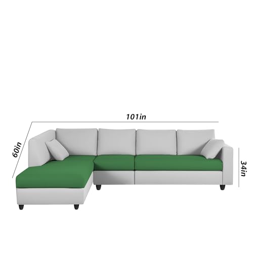 Image of Florian LHS 6 Seater L Shape Sofa Set for Living Room (Green Grey Fabric) Premium Fabric Sofa