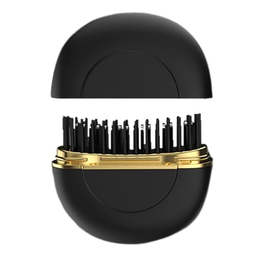 CUSROS Cepillo alisador de pelo portátil con funda, mini cepillo alisador con calefacción para viajes, mini alisador de peine caliente, peine eléctrico para desenredar el cabello rizado para mujer,
