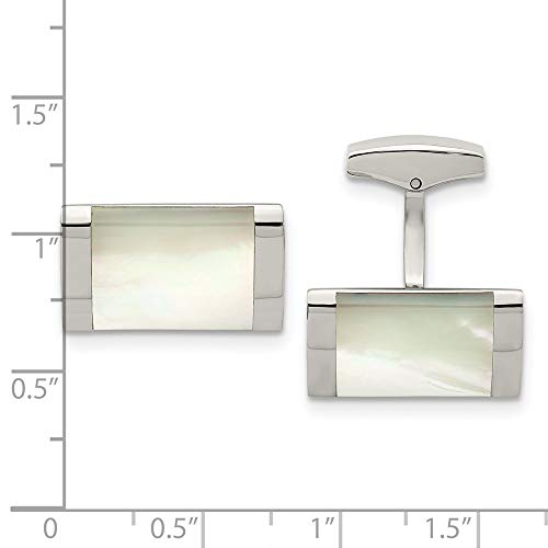 Mancuernillas para hombres de acero inoxidable y nácar miniatura 3