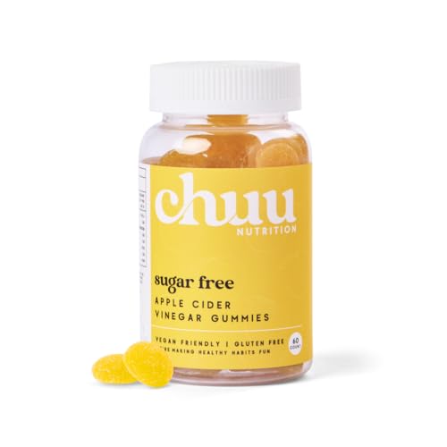 Chuu Nutrition Sugar Free Apple Cider Vinegar Gummies with The Mother | Vegan, Gluten-Free | Detox, Digestion and Health Support | 60 count