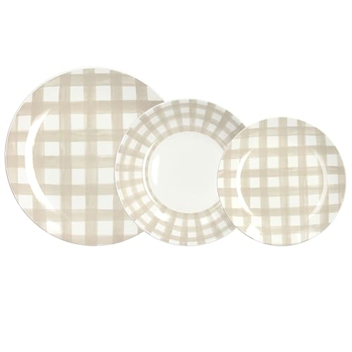 Tognana Caledona, servicio de platos de 18 piezas para 6 personas, porcelana, Beige