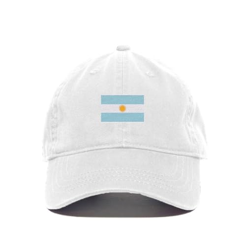 DSGN By DNA Argentina Flag Embroidered Baseball Cap Cotton Adjustable Dad Hat White