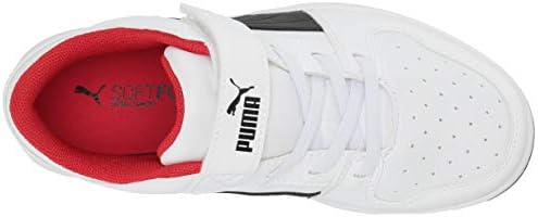 PUMA unisex child Rebound Layup Lo Hook and Loop Sneaker, Puma White-puma Black-high Risk Red, 12.5 Little Kid US | Image 4