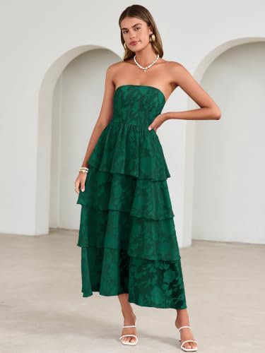 Image of Simplee Womens Maxi Boho Floral Strpless Wedding Guest Beach Long Dress