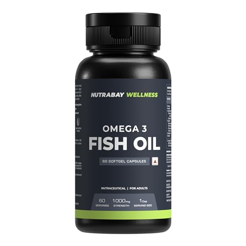 Nutrabay Wellness Omega 3 Fish Oil - 60 Capsules,180 mg EPA & 120 mg DHA for Healthy Brain, Heart, Eyes & Joints - 1000mg (B08KSZQRBN) Amazon Price History, Amazon Price Tracker