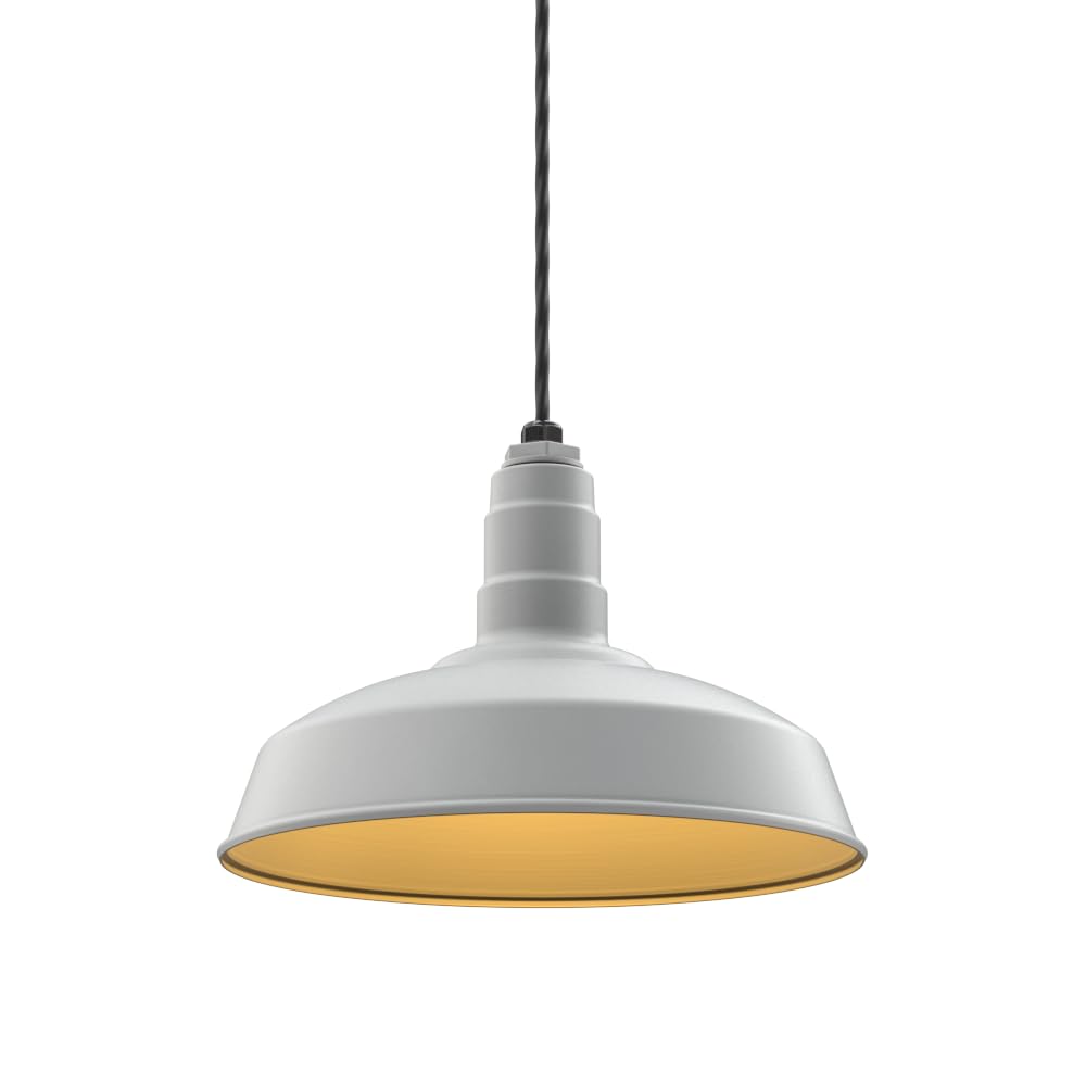 4ft Black Cord Barn Light Pendant 16" Dome | Garage | Modern Gray/Brass