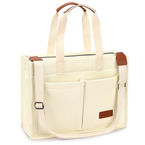ZORFIN Canvas Tote Bag for Women with Zipper and Compartments Crossbody Work Laptop Bag for Travel College Office
