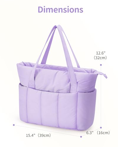 Image of Narwey Puffer Tote Bag for Women Girl, Puffy Travel Gym Shoulder Handbag