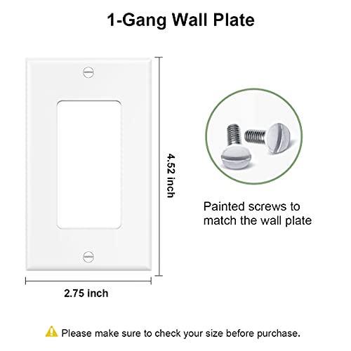 Placa de pared decorador para interruptor de luz con diseño plano lavable pack de 10 color blanco 8