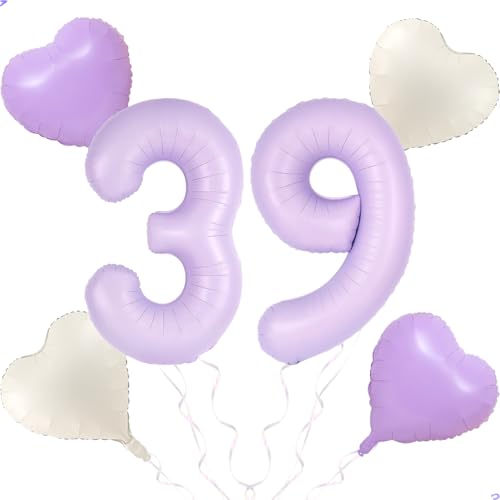 40 inch Light Purple Number 39 93 Balloon for Lavender Birthday Decorations, Large Lavender 39 93 Balloon Number 39th 93th Party Decorations,Lilac 39 93 Year Old Birthday Balloon Pary Supplies Favors