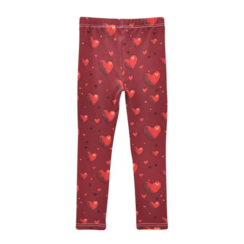 Red Hearts Valentines Girls Leggings Soft Stretch Workout Yoga Dance Pants for Kids Casual Tights2