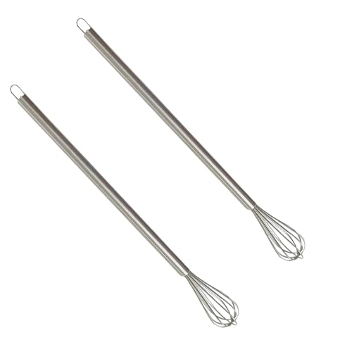 2 Stück Schneebesen Klein Mini Schneebesens für Tassen 26.5cm Handbuch Ballonschneebesen Klein Multifunktional Edelstahl Kleiner Schneebesens Set zum Mischen Kochen Schneebesen Rühren Schlagen