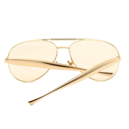Long Keeper Okulary przeciwsłoneczne w stylu retro dla kobiet mężczyzn złote metalowe ponadwymiarowe okulary przeciwsłoneczne lotnicze modne okulary przeciwsłoneczne z podwójnym mostkiem z lat 70-tych