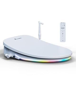 DC02 iCleaningo Electronic Bidet Toilet Seat Elongated, Instant Endless Warm Water, Auto Open & Close Lid Seat, 360 Handheld, Heated Toilet Seat, 25,000 RPM Dryer, 42-Mode LED Lighting Luxury, Remote