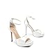 DREAM PAIRS Women's Stiletto High Heels Platform Ankle Strap Square Open Toe Dress Sexy Sandals,Size 7,White-Satin,SDHS2431W