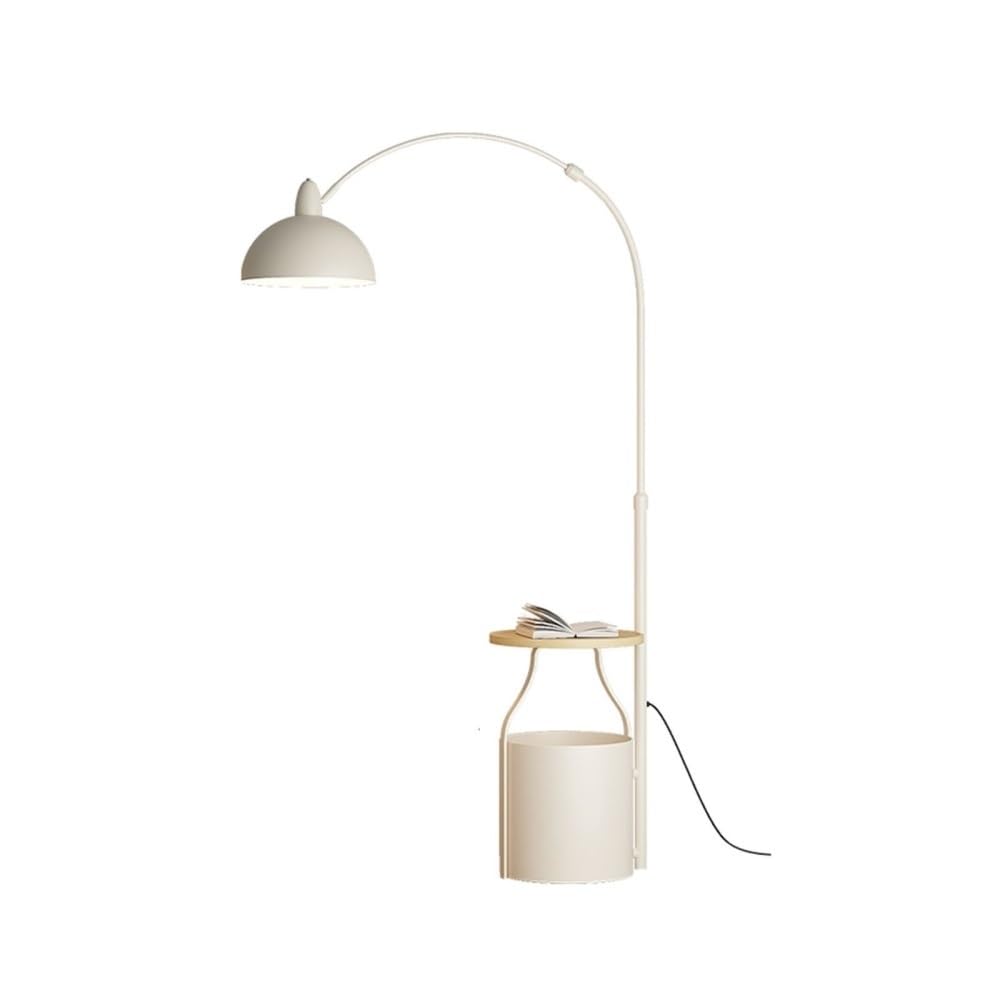 Jian1004 Floor Lamp, Floor Lamp with Shelves, Mid Century Modern Standing Lamps, End Table with Attached for Living Room Bedroom(White)