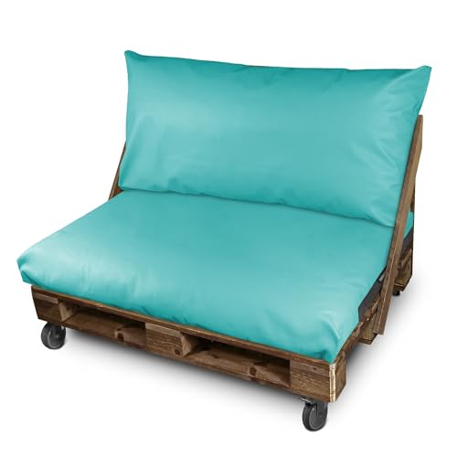 HAPPERS Set Cojines Impermeables y Desenfundables para Palets en Polipiel para Exterior Turquesa
