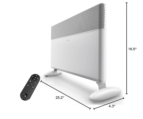 Ballu Convection Panel Space Heaters,Whole Room Heater for Indoor Use with Smart Thermostat,Remote,24h Timer,Eco,Portable Standing and Wall Mount,1500W Electric Space Heaters for Indoor Use Large Room