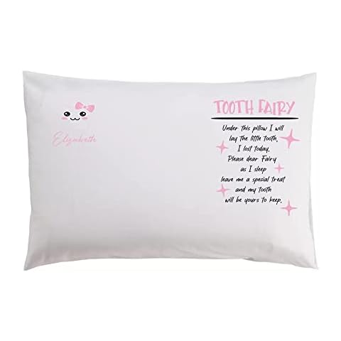 Jellybops Personalised Girls Tooth Fairy Pillow Case,White Cover