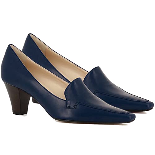 Image of LEHOOR Women Vintage Chunky Block Heel Pumps Shoes Square Pointed Toe Slip On Formal Office Work Business Loafers Shoes Suede Snakeskin Cone Heel Oxford Shoe Ladies Professional Chic Fall 4-11 M US