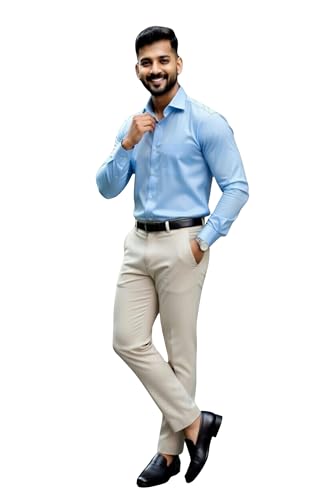 Image of Men's Formal Shirt and Trouser Combo Set | Slim Fit Stylish Office Wear | Premium Cotton Blend Shirt Pant Set for Men | Top & Bottom Clothing Set