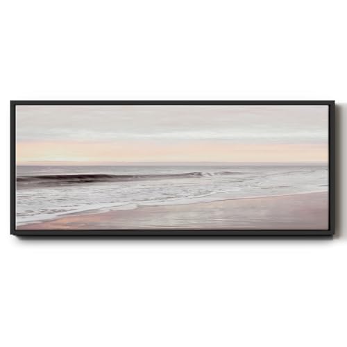 Renditions Gallery Water Wall Art Prints for Home Tropical Beach Tides Floater Frame Canvas Paintings for Kitchen Hotel Restaurants - 12"x30" Black Frame LT618