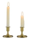 Romadedi Kerzenständer Kerzenhalter Gold Stabkerze - 2er Set Stabkerzenhalter Klein Messing Metall für Tischdeko Hochzeit Wohnzimmer Weihnachten Party Adventskranz Modern Deko