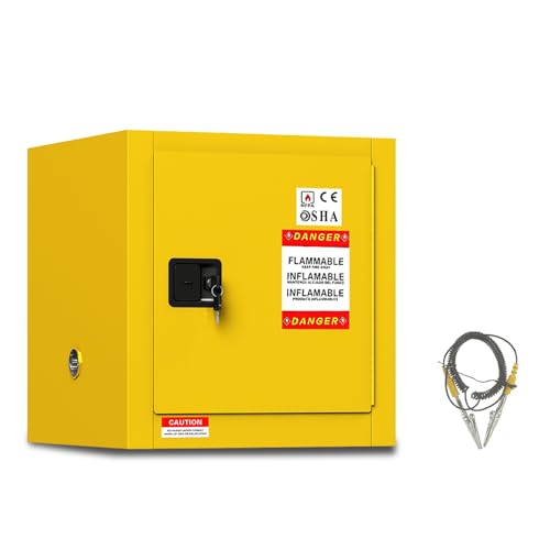 BUTISOW Flammable Storage Cabinet,Steel Flammable Liquid Storage Cabinet,4 Gal Flammable Safety Cabinet with 2 Manual Closing Doors for Commercial Industrial and Home Use (4 Gal)
