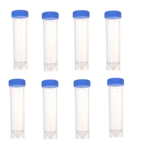 Naisfei 50 pcs Plastic Centrifuge Tubes, 50ml Plastic Centrifuge Tubes Skirted Conical Bottom Laboratory Test Tubes with with Graduated Marks Plastic Test Vials Container Sample Storage Containers
