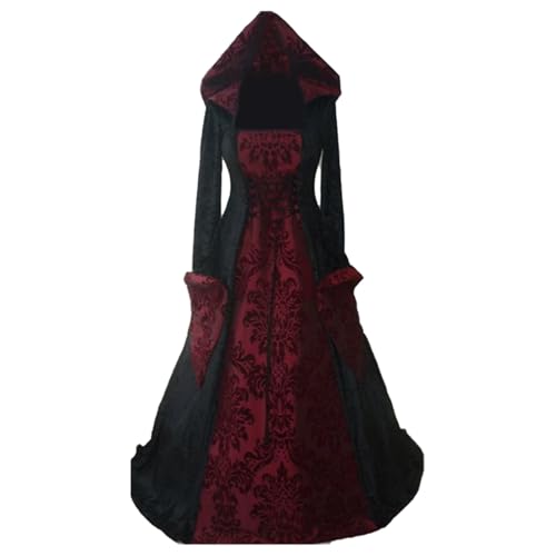LUOJIABAOFU Witch Dress,Gothic Clothes for Women Renaissance Medieval Vintage Dress Witchy Dresses Adult 2026 Halloween Party Costumes(02_Red,Large) - image 2