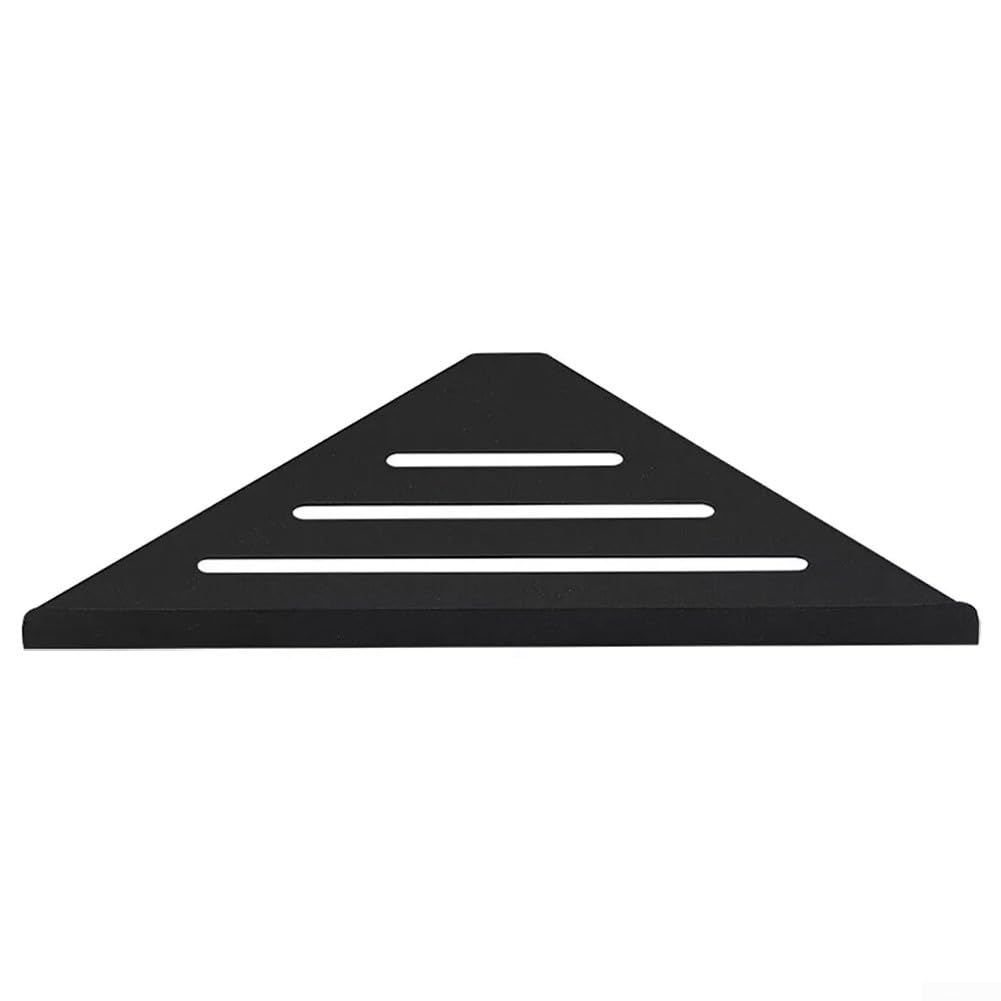 Estante de ducha esquinero de 90 grados, acero inoxidable 304, instalación sin taladro, diseño triangular para baño y cocina, color negro, ahorro de espacio