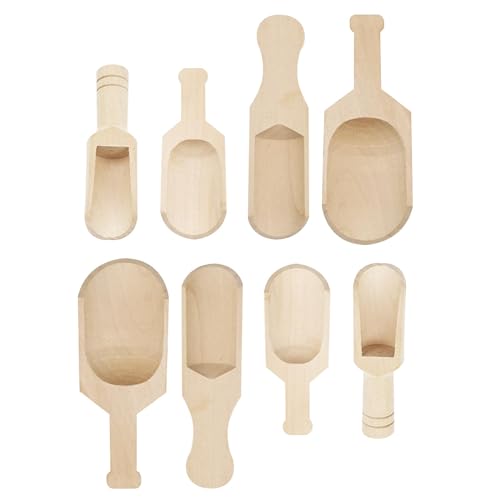 SRJQXH 8 Stück Holzlöffel Set, Kleine Holzlöffel für Küche, Gewürzlöffel, Mehlschaufel, Salzlöffel, Teelöffel, Holzlöffel Klein, Natürliche Holz Küchennutensilien für Backen und Kochen