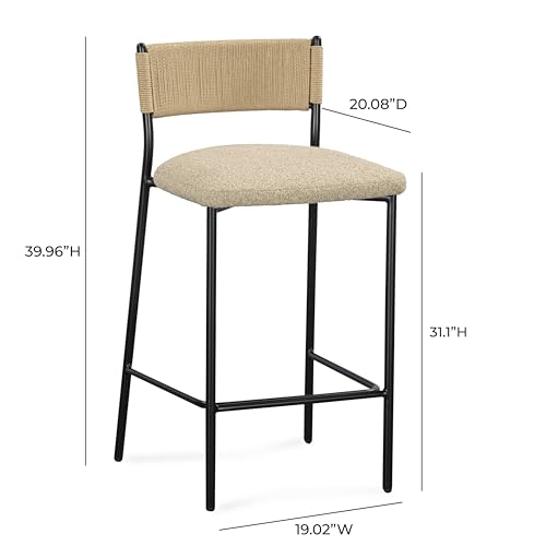 Butaco moderno TOV Furniture Celine en tono beige con estructura negra y tapizado en bouclé miniatura 2