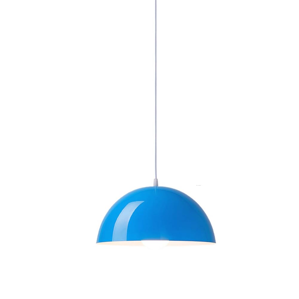 KBUUKYYXouy Glossy Dome Semicircle Hanging Lamp, Colorful Ceiling Pendant Light Fixture, Minimalism Metal Lighting, Industrial Chandelier for Kitchen Island Sink Dining Room Counter(Blue 2,13.7in)