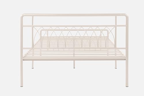 Image of Jexx Metal Queen Size Bed Without Storage | Wrought Iron Double Bed with Headboard & Footboard | Sturdy Powder Coated Platform Bed Queen Size Cot for BedroomLivingRoom Ivory (75x60)