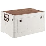 Allpax Outdoor Campingbox faltbar mit Holzdeckel, 70 Liter, creme, 58,0 x 39,0 x 33,0 cm, stapelbare Aufbewahrungsbox für Camping, Auto & Haushalt, Garten, Party & Picknick