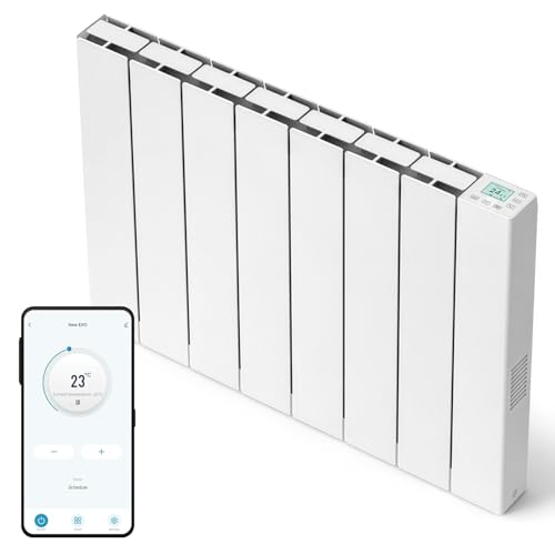 SolAire Exo Ceramic Core Electric Radiator, Aluminium WiFi Smart Radiator, Wall Mounted, Digital Thermostat, Timer & Voice Control, White (2000W)