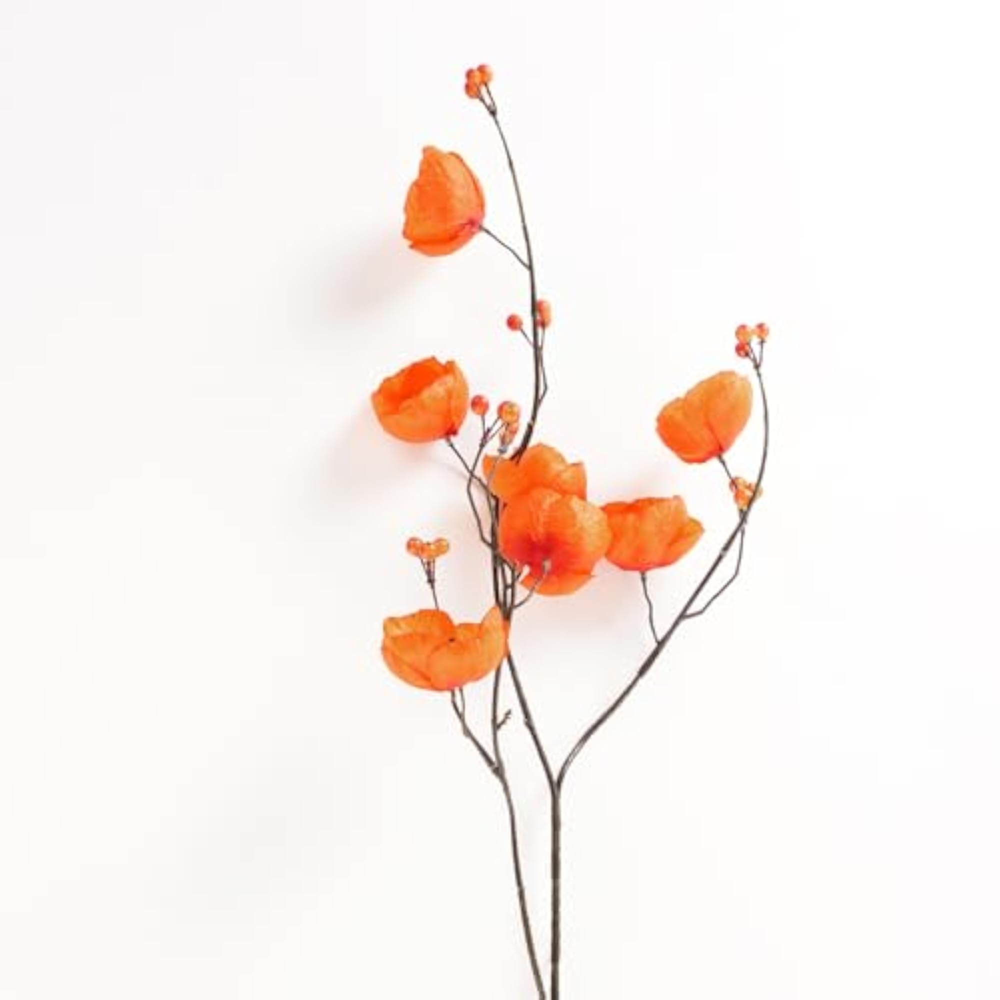 Orange Poppy Berry Artificial Flower Stem