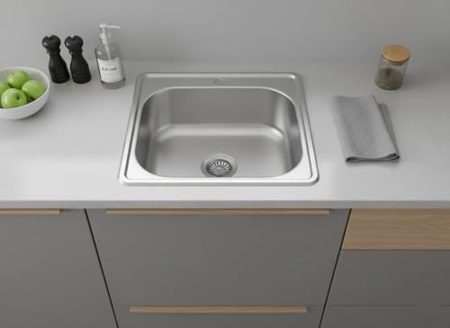 Edelstahl Einbauspüle & Spülbecken moderne Küchenspüle mit Edelstahl Waschbecken Siphon & Ausgussbecken robustes Design (48x48x15)