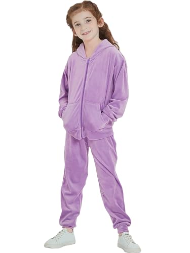 MessBebe Girls Sweatsuits Velour Tracksuit 2 Piece Outfits Tracksuit Zip Up Hoodie Sweatshirt Sportswear Jogging Set2
