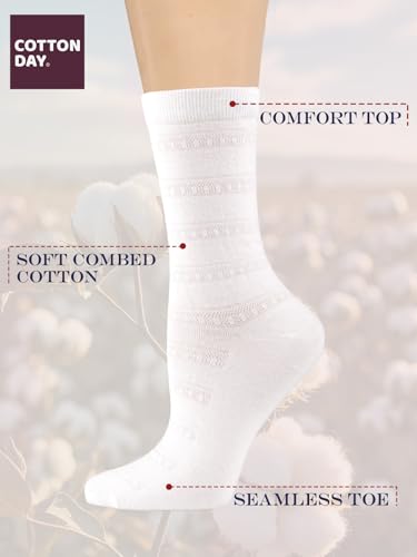 Image of COTTON DAY Women's Soft Combed Cotton Socks Seamless Toe Black White Navy