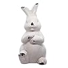 Ceramic white bunny rabbit statue figurine easter spring decoration antique vintage with distressed rustic bunny figurine home decor table centerpiece mantel shelf ornament gift  urban country home decor