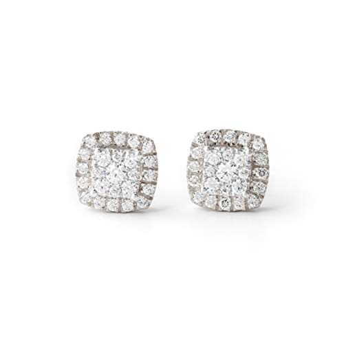 10K White Gold 1/2Ct. T.w. Diamond Cluster Cushion-Style Frame Stud Earrings For Women (I-J, I2) #TOP11