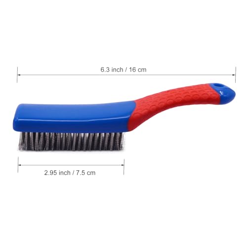 Image of RUIAN 2 Pack Wire Brush, Stainless Steel Scrub Brush with Rubber Covered Handle for Metal Surface Cleaning.