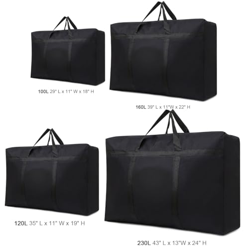 IWEIK Multipurpose Extra Large Heavy Duty Storage Bags Duffle Bags for Space Saving Moving Storage (Black, 42Gal/160L) - Thumbnail 6